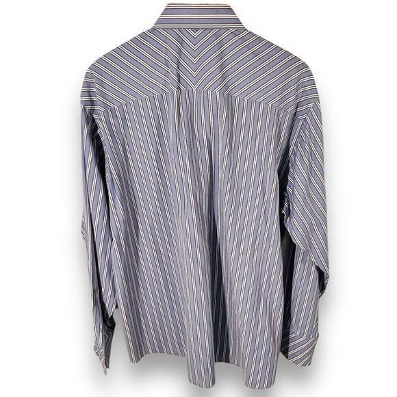 Ted Baker Stripe Shirt Blue Long Sleeve Button Front Size 17 34/35 - Picture 4 of 10